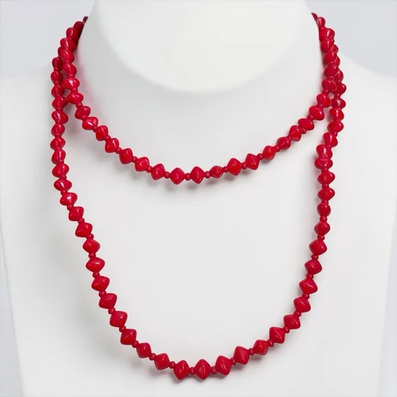 Vintage Czech Red Glass Necklace Set Bohemian Art Deco Flapper Style Jewelry - Picture 3 of 7